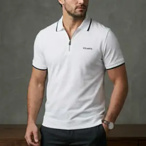 Premium Zip Polo – White